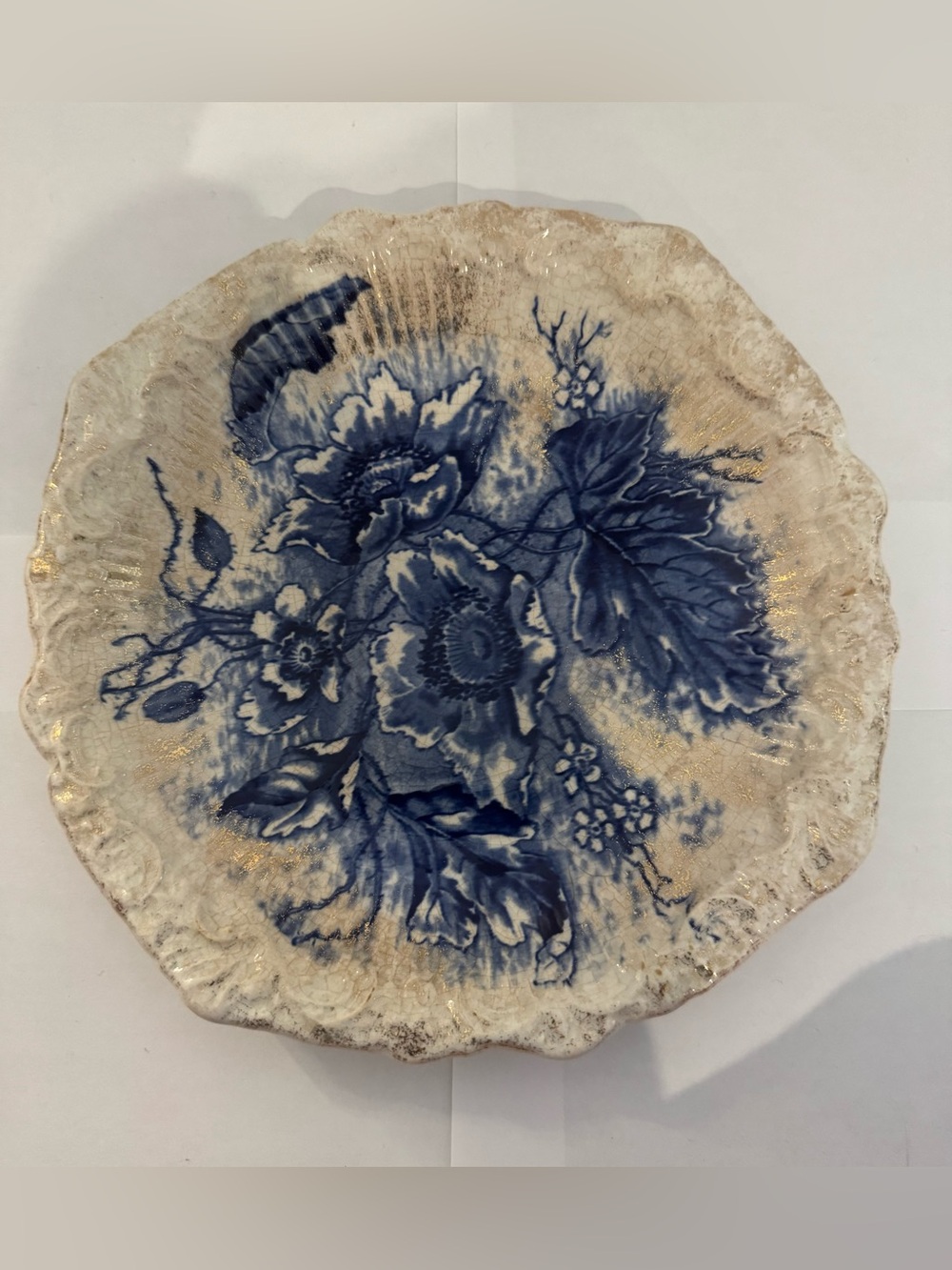 Grimwades Berniet Blue & White Floral Transferware Plate, England Printed Mark